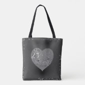 25th Wedding Jubileum Silvery Roos Hearts Tote Bag (Achterkant)