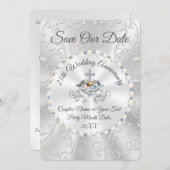 25th Wedding Jubileum SPEELT de DATUM kaarten op (Voorkant / Achterkant)