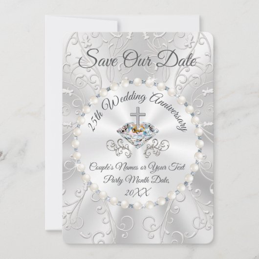 25th Wedding Jubileum SPEELT de DATUM kaarten op (Voorkant)