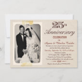 25th Wedding Jubileum Uitnodiging - Aangepaste fot (Voorkant)
