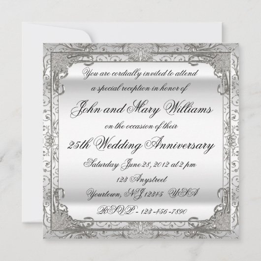 25th Wedding Jubileum Uitnodiging Kaart (Achterkant)