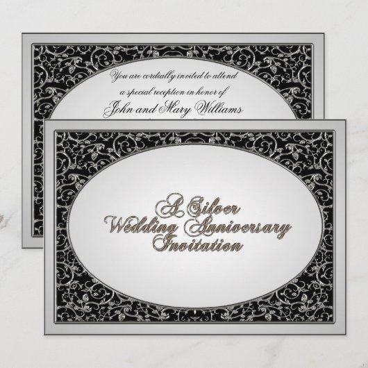 25th Wedding Jubileum Uitnodiging Kaart (Voorkant / Achterkant)