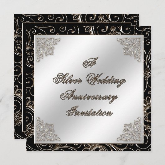 25th Wedding Jubileum Uitnodiging Kaart (Voorkant / Achterkant)