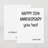 25th Wedding Jubileum Wenskaart - FUNNY Feestdagenkaart (Voorkant / Achterkant)