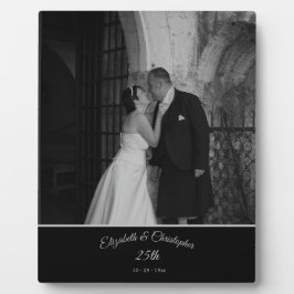 25th Wedding Photo Jubileum Black Silver Fotoplaat