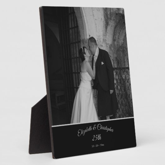 25th Wedding Photo Jubileum Black Silver Fotoplaat (Zijkant)