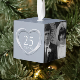 25th zilveren jubileum hart nu en dan foto decoratie