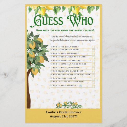 25x Lemon Vrijgezellenfeest Games BINGO en GUESS W Flyer (Achterkant)