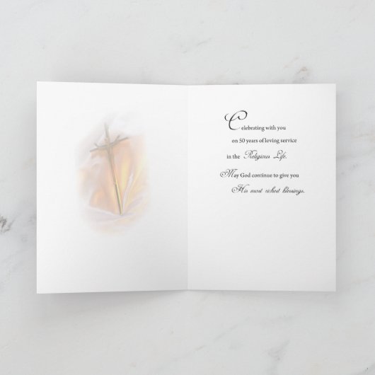 2682 Gouden Jubileum Religieus Leven Kruis Kaars Kaart (Binnen)