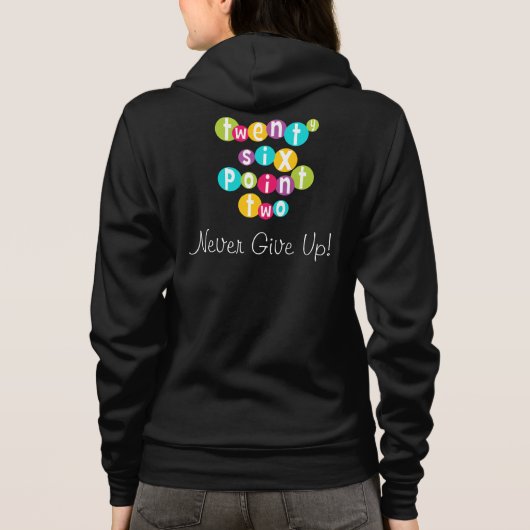 26.2 Geef nooit de Raglan Zip Hoodie van vrouwen o (Achterkant)