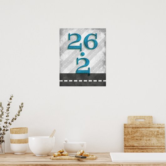 26.2 Marathon met Poster Blue Runner Wall Art (Keuken)