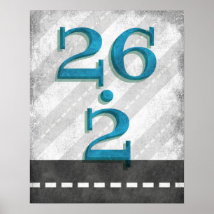 26.2 Marathon met Poster Blue Runner Wall Art