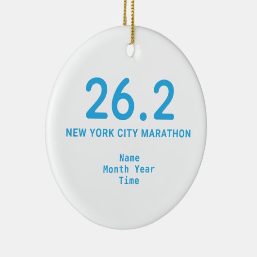 26.2 Marathon Runner Personalized Blue Keramisch Ornament (Rechts)