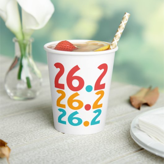 26.2 Marathon Runner thema kleurrijk Papieren Bekers (Insitu)