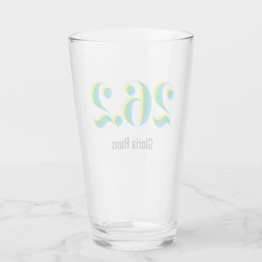 26.2 Marathon Running Bold Blauw Geel Tekst Glas (Achterkant)
