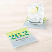 26.2 Marathon Running Bold Blauw Geel Tekst Glazen Onderzetter (Schuin)