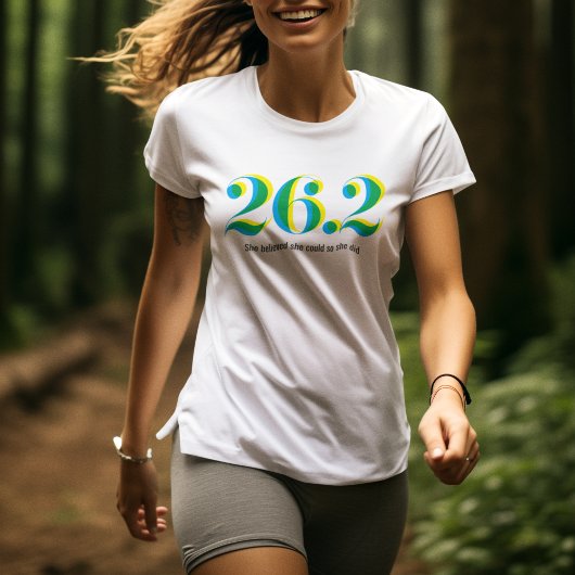 26.2 Marathon Running Bold Blauw Geel Tekst T-shirt