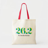 26.2 Marathon Running Bold Blauw Geel Tekst Tote Bag (Voorkant)