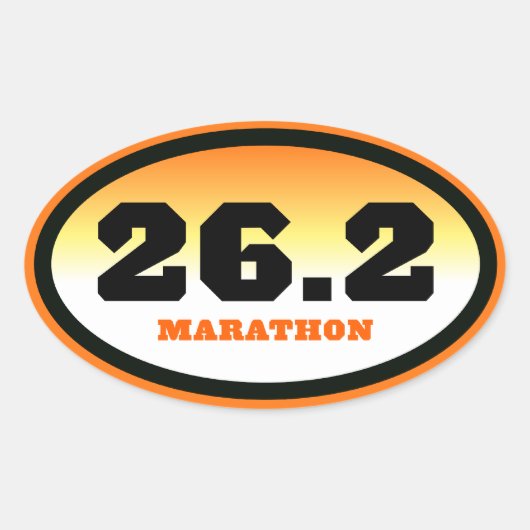 26.2 Marathon Zwart en Sinaasappel Ovaal Ovale Sticker (Voorkant)