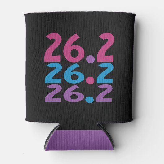 26.2 Marathonloper - Marathonloper Roze Kleurrijk Blikjeskoeler (Voorkant)