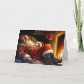 26 december Resting Santa bij de open haard Chris Kaart (Voorkant)