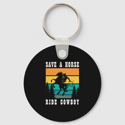 26.Een paardenride cowboy redden Sleutelhanger (Voorkant)