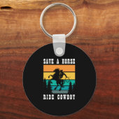 26.Een paardenride cowboy redden Sleutelhanger (Voorkant)