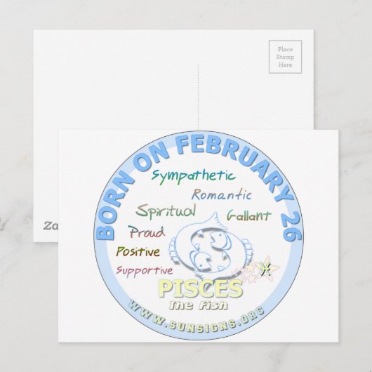 26 februari - Vissen Briefkaart (Voorkant / Achterkant)