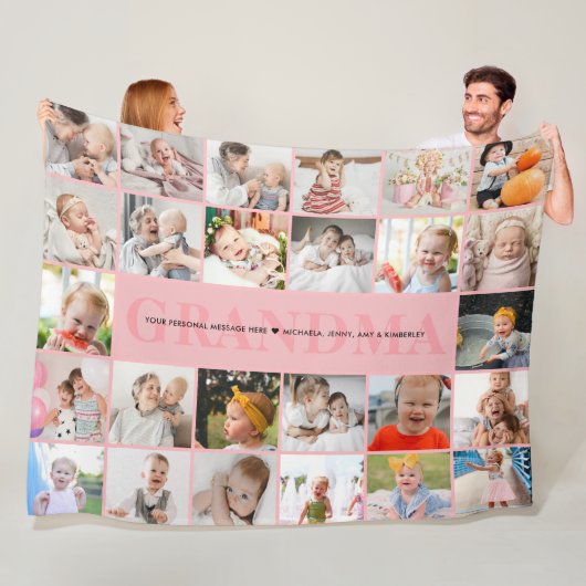 26-Foto Grandma/Granny/Nana/Ander aangepast berich Fleece Deken (In situ)