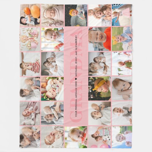 26-Foto Grandma/Granny/Nana/Ander aangepast berich Fleece Deken (Voorkant)