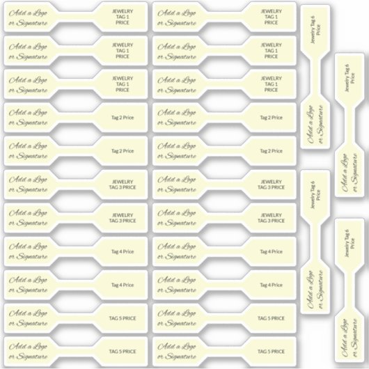 26 Foto jewelry Price Labels Goldenrod Custom-Cut (Voorkant)