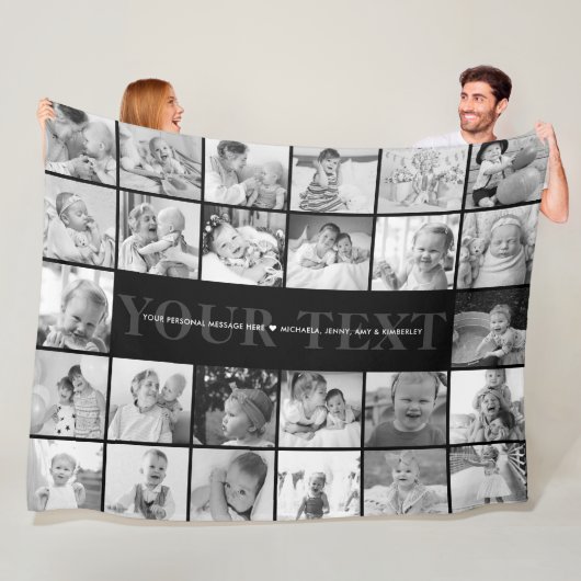 26-Foto's Aangepaste tekst & Bericht Zwart & Wit Fleece Deken (In situ)