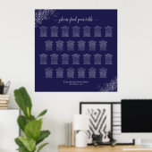 26 Grafiek Silver van de tafel-bruiloft op marineb Poster (Thuiskantoor)
