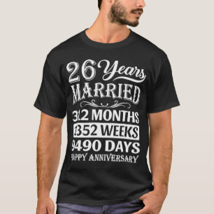 26 jaar gehuwd Happy 26th Wedding Jubileum T-shirt