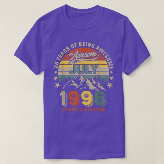 26 jaar Geweldige sinds juli 1996 Vin T-shirt (Design voorkant)