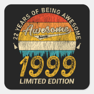 26 jaar oud 1999 Retro Geweldige 26ste verjaardags Vierkante Sticker