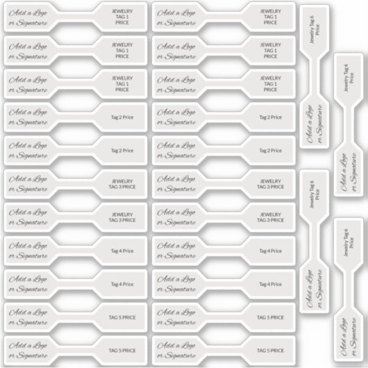 26 Labels voor Silver Jewelry Price uit de tekenre (Voorkant)