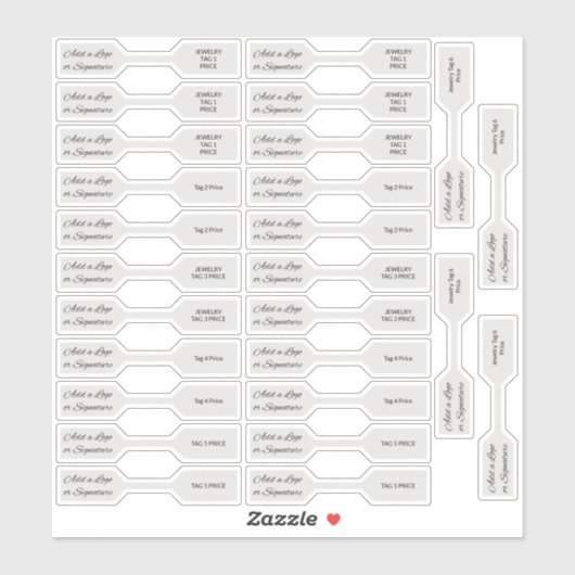 26 Labels voor Silver Jewelry Price uit de tekenre (Vel)