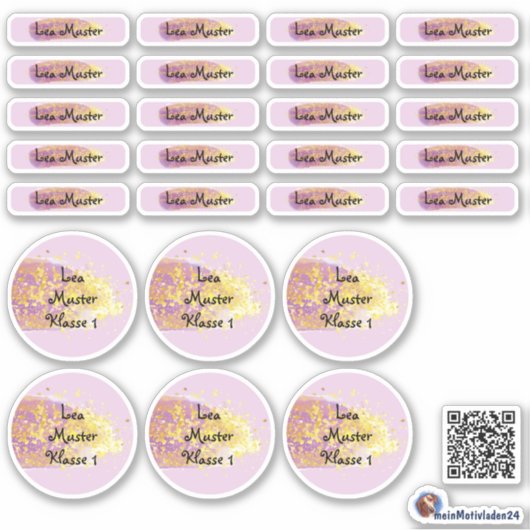 26 Namensaufkleber Pinselstrich Lila - Glitzer | Sticker (Voorkant)