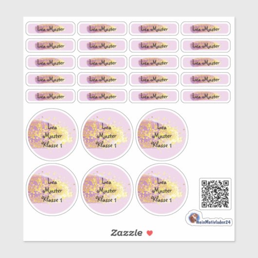 26 Namensaufkleber Pinselstrich Lila - Glitzer | Sticker (Vel)