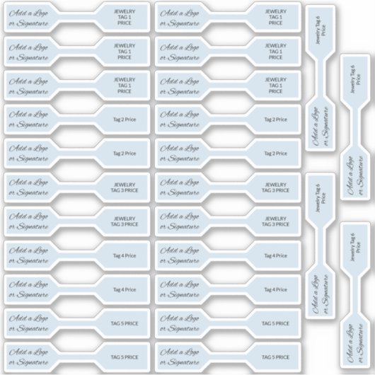 26 Pastel Blue Jewelry Price Label uit de tekenree (Voorkant)