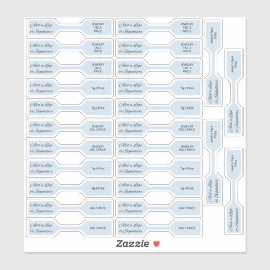 26 Pastel Blue Jewelry Price Label uit de tekenree (Vel)