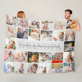 26-Photo Grandpa/Grampy/Grampy Custom Message Fleece Deken