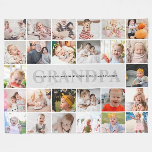 26-Photo Grandpa/Grampy/Grampy Custom Message Fleece Deken (Voorkant (Horizontaal))