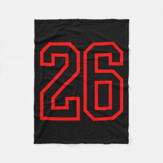 26 Sport Rood Zwart Eenvoudig Nummer Prestatie Fleece Deken