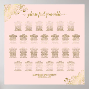 26 Tafel-bruiloft-zitje Blush Pink & Gold Poster