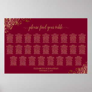 26 Tafel Bruine Rode en Gouden Trouw Stoelenindeli Poster