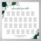 26 Tafel Emerald Boho Rozen Bruiloft Zitkaarten Poster (Voorkant)