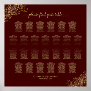 26 Tafel- en weduwenkaart Auburn & Gold Lace Poster