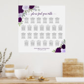 26 Tafel Paarse Boho Rozen Bruiloft Zitkaarten Poster (Keuken)